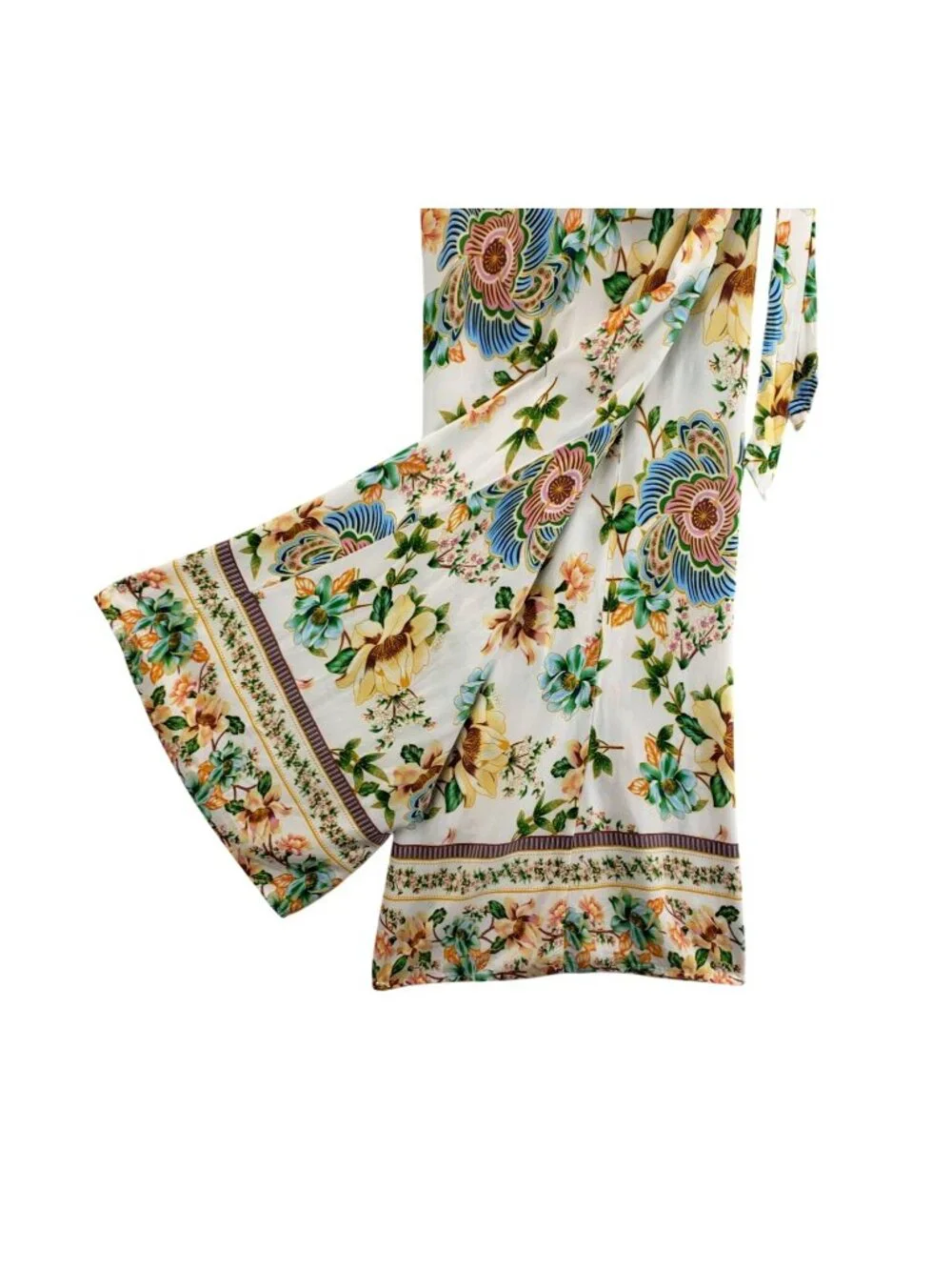 Boho Pants Floral Wide Leg XL CATO Palazzo Scarf Belt Festival Garden Party